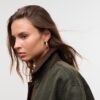 Korte gewaxte parka met contrast
