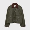 Korte gewaxte parka met contrast