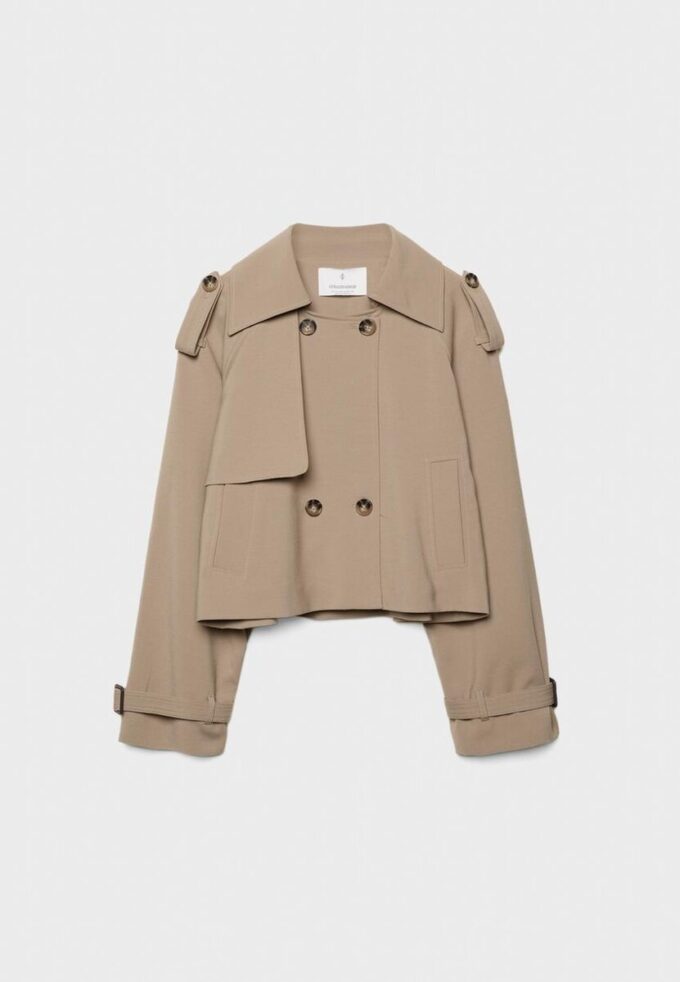 Korte, soepelvallende trenchcoat Korte, soepelvallende trenchcoat