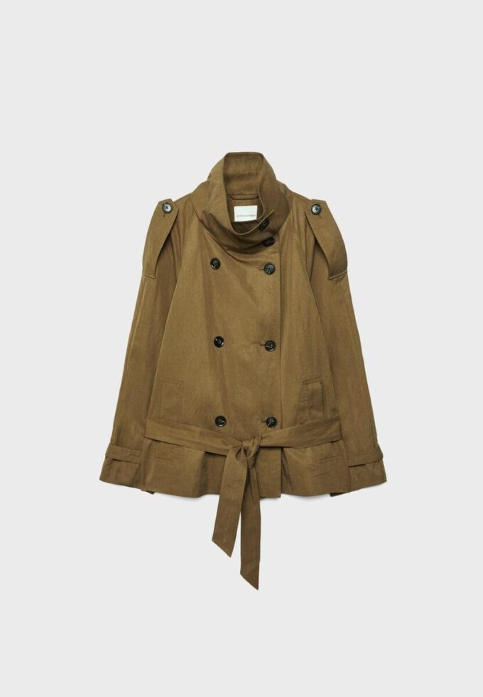 Korte trenchcoat met hoge kraag Korte trenchcoat met hoge kraag