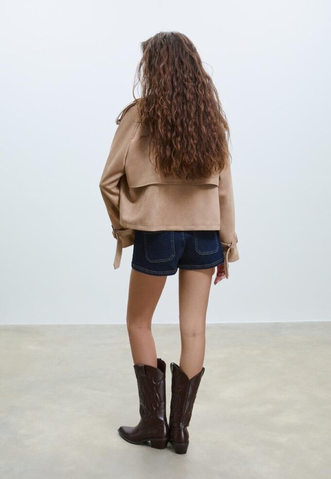 Korte trenchcoat van imitatiesuède Korte trenchcoat van imitatiesuède