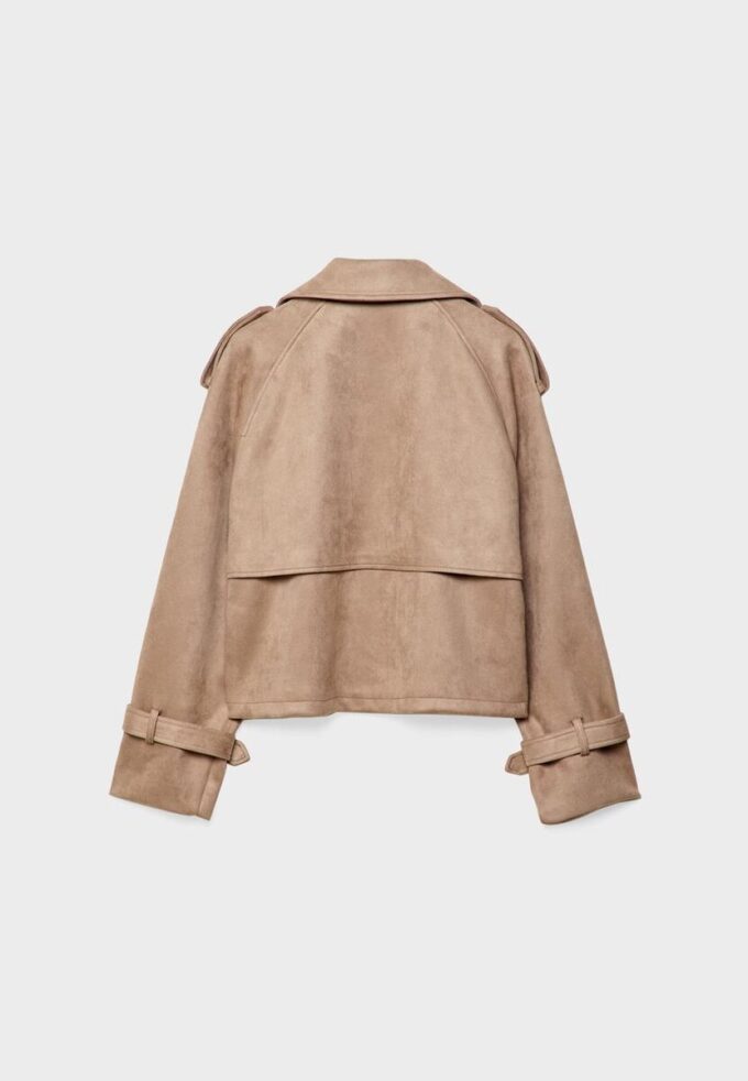Korte trenchcoat van imitatiesuède Korte trenchcoat van imitatiesuède