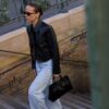 Korte blazer met leerlook Korte blazer met leerlook