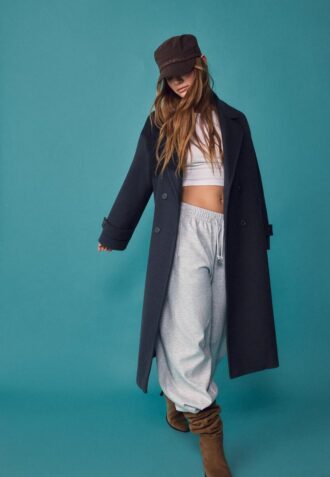 Lange Oversize-Mantel met Soft-Touch-stof