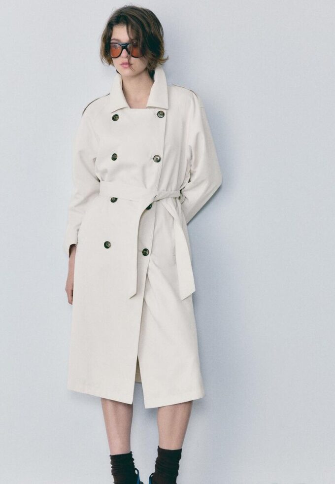 Lange, soepel vallende trenchcoat Lange, soepel vallende trenchcoat