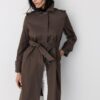 Lange trenchcoat met enkele rij knopen