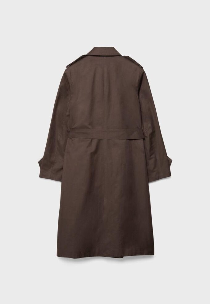 Lange trenchcoat met enkele rij knopen