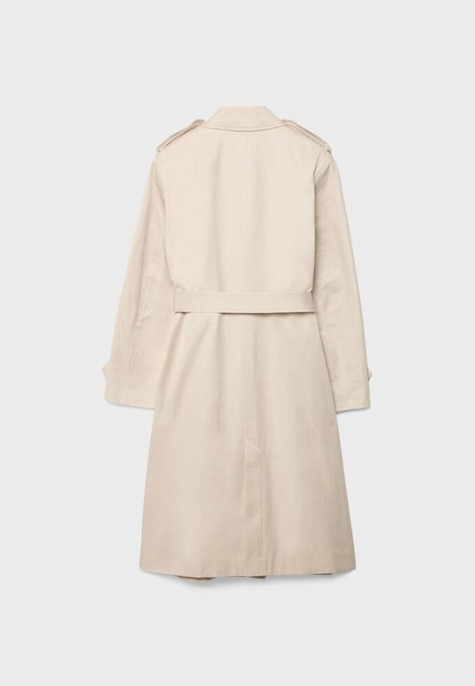 Lange trenchcoat met enkele rij knopen