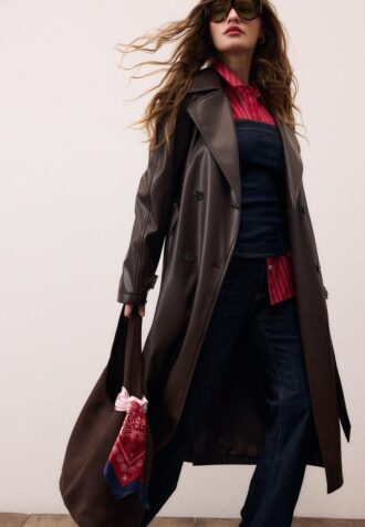 Lange trenchcoat van imitatieleer