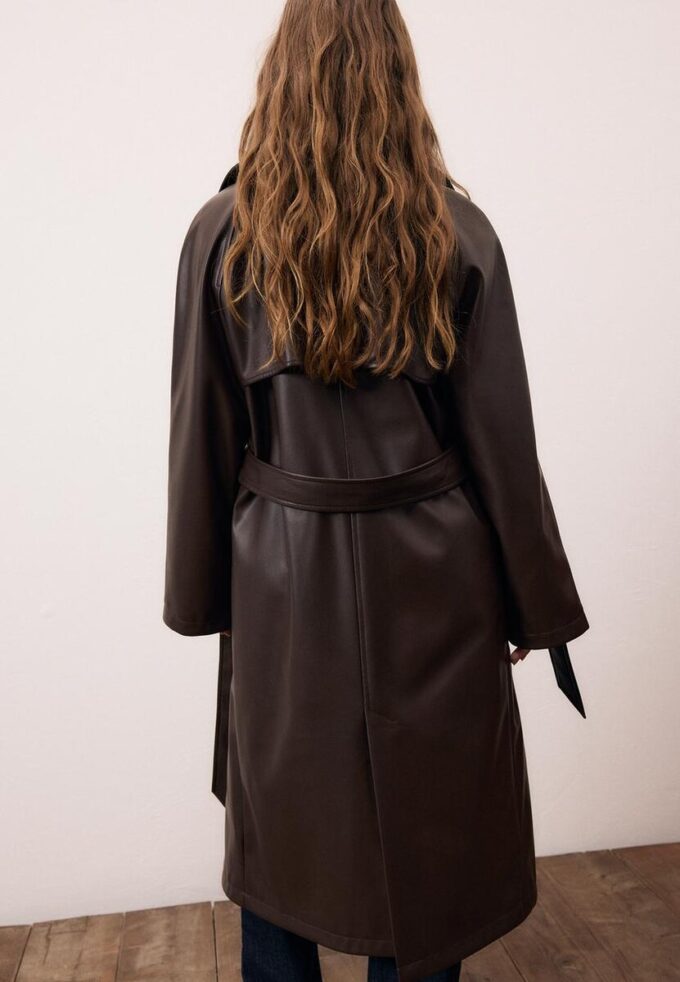 Lange trenchcoat van imitatieleer Lange trenchcoat van imitatieleer