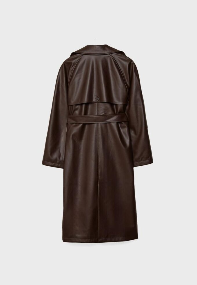 Lange trenchcoat van imitatieleer Lange trenchcoat van imitatieleer