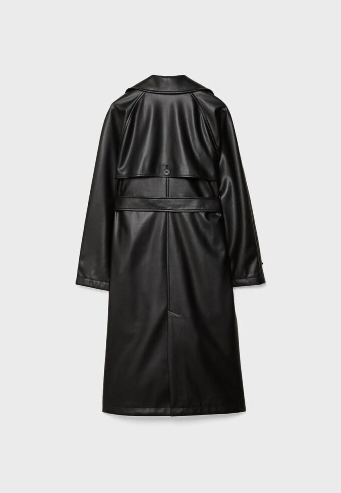 Lange trenchcoat van imitatieleer