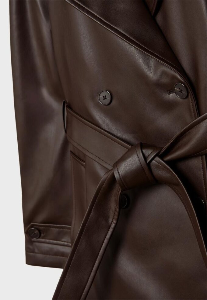 Lange trenchcoat van imitatieleer Lange trenchcoat van imitatieleer