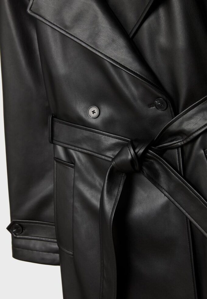 Lange trenchcoat van imitatieleer