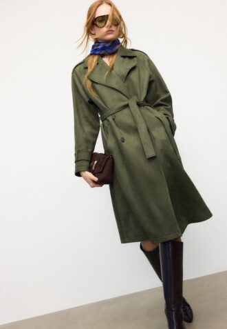 Lange trenchcoat van imitatiesuède