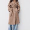 Lange trenchcoat van imitatiesuède