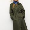 Lange trenchcoat van imitatiesuède