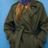 Lange trenchcoat van imitatiesuède
