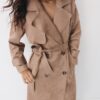 Lange trenchcoat van imitatiesuède