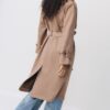 Lange trenchcoat van imitatiesuède