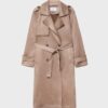 Lange trenchcoat van imitatiesuède