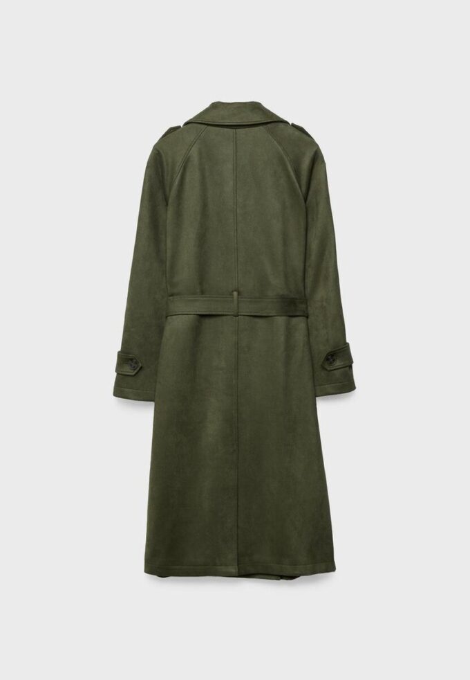 Lange trenchcoat van imitatiesuède