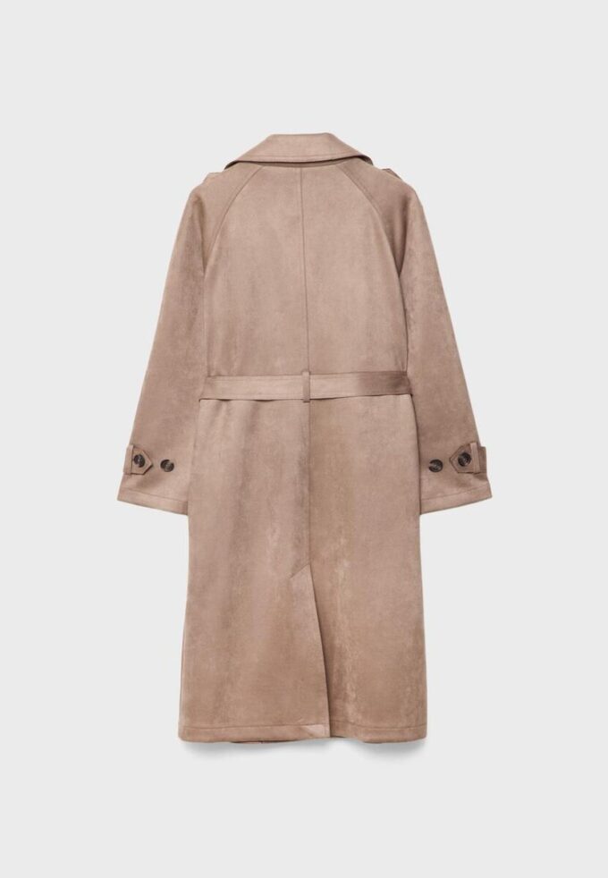 Lange trenchcoat van imitatiesuède