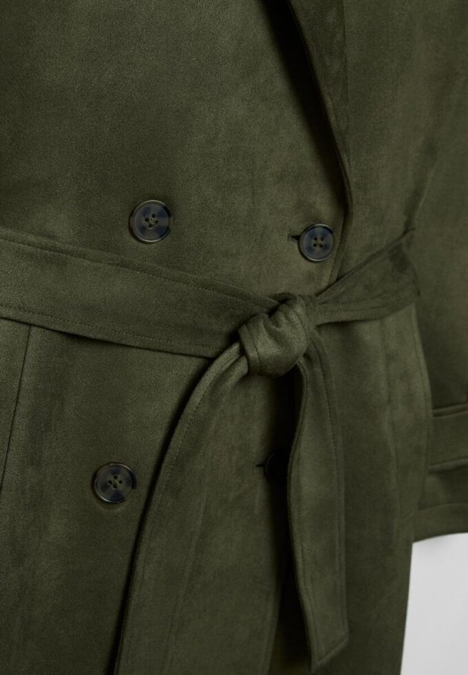 Lange trenchcoat van imitatiesuède