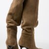 Leer slouchy hoge laarzen met naaldhak