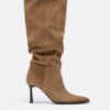 Leer slouchy hoge laarzen met naaldhak