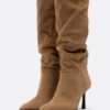 Leer slouchy hoge laarzen met naaldhak