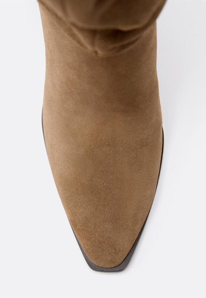 Leer slouchy hoge laarzen met naaldhak