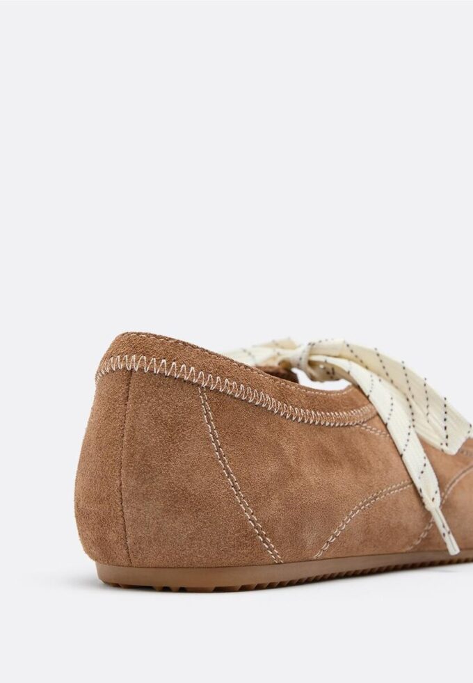 Leer sneakers met strik