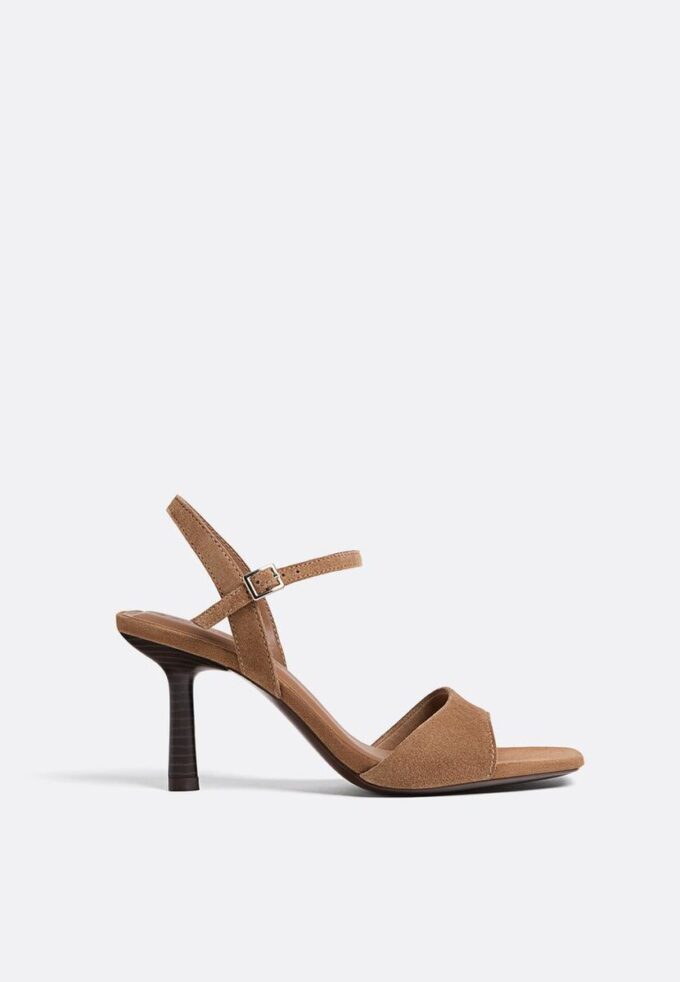 Leren sandalen met hoge hak