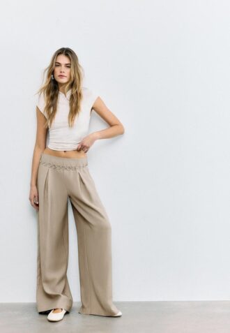 Lyocell-broek met coupenaden en ketting