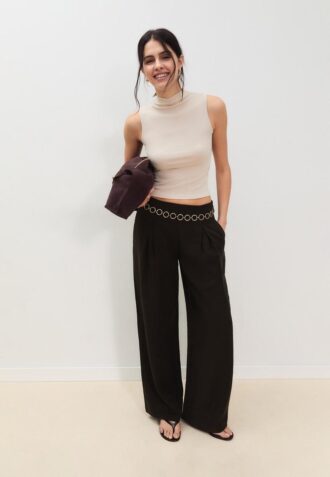 Lyocell-broek met coupenaden en ketting