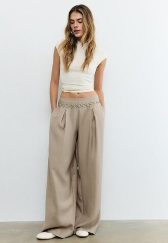 Lyocell-broek met coupenaden en ketting