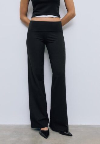 Mesh-broek met omgeslagen tailleband