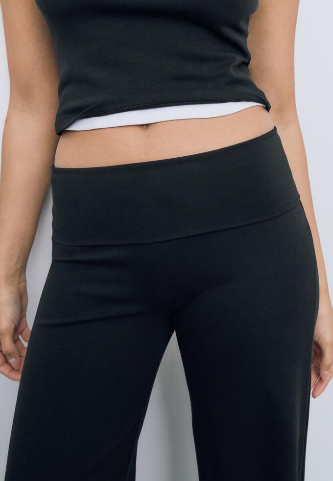 Mesh-broek met omgeslagen tailleband Mesh-broek met omgeslagen tailleband