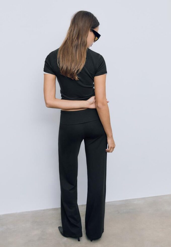 Mesh-broek met omgeslagen tailleband Mesh-broek met omgeslagen tailleband