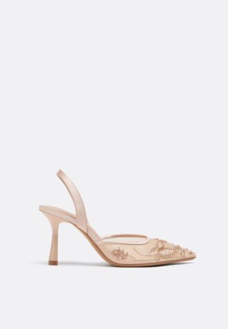 Mesh-schoenen met strass en hakken
