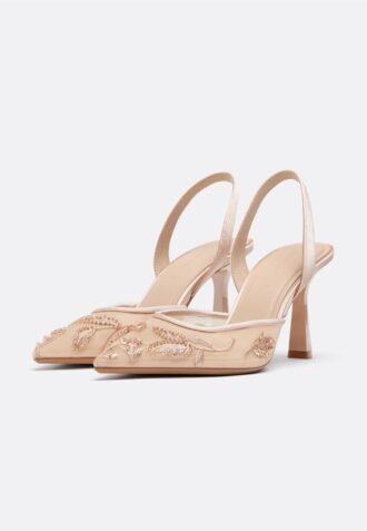 Mesh-schoenen met strass en hakken