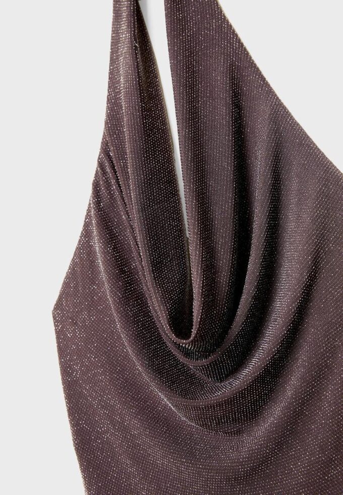 Midi-jurk met halternek en metallic draad
