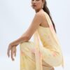 Midi-jurk van tule met prints en sjaal