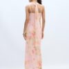 Midi-jurk van tule met prints en sjaal Midi-jurk van tule met prints en sjaal