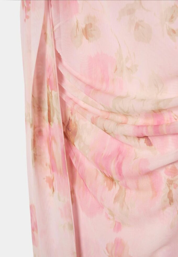 Midi-jurk van tule met prints en sjaal Midi-jurk van tule met prints en sjaal