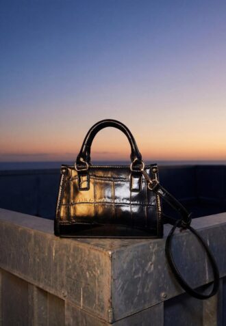 Mini-tote crossbodytas met kokosnooteffect