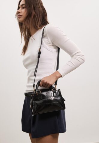 Mini-tote crossbodytas met kokosnooteffect