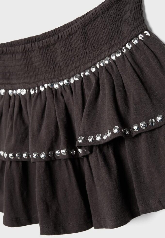 Minirok met studs en ruches
