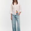 Overhemd met kimonomouwen en linnenlook